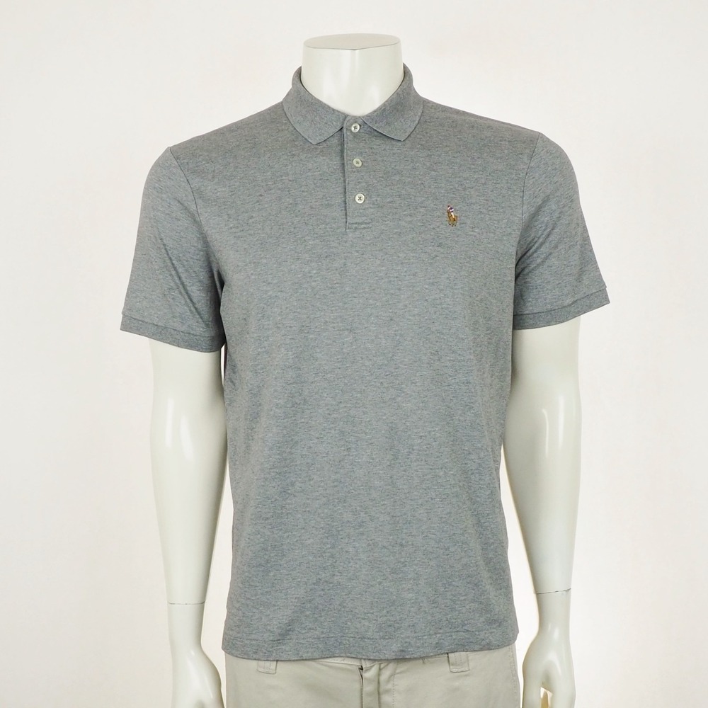 Polo Ralph Lauren Polo Shirt Mens Medium Heather Gray RL Classic Fit Soft Cotton